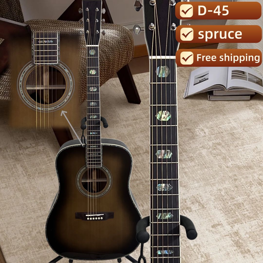 Musical Instrument For Beginners - Shipped from USA, D45 Grey‑Black Finish