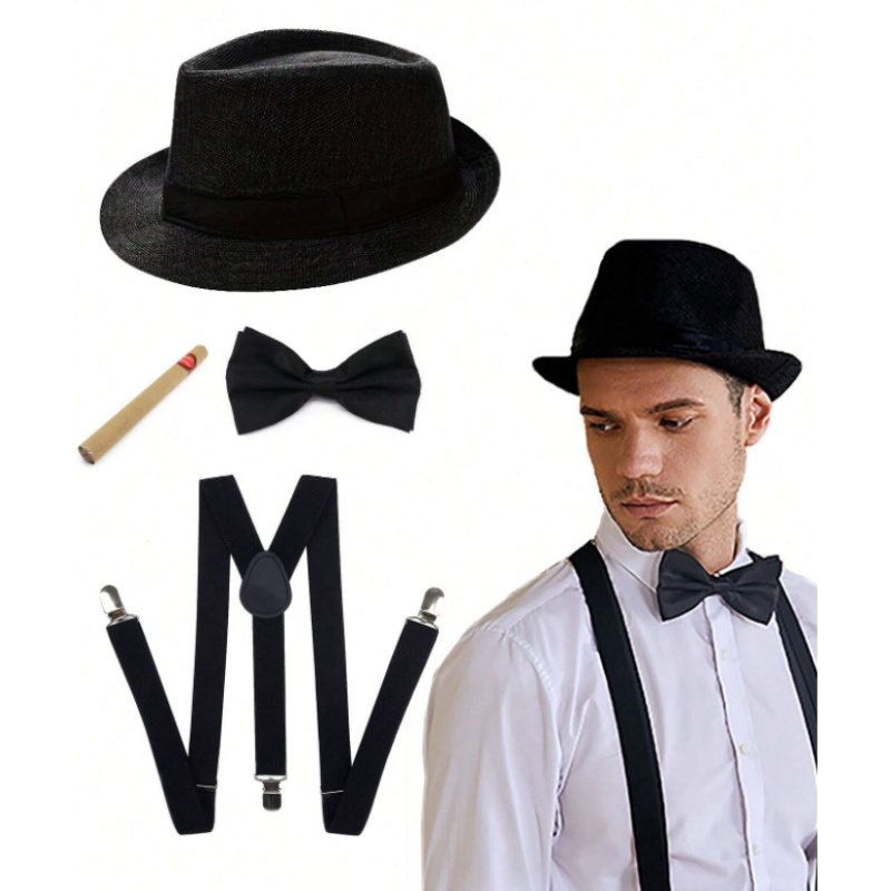 Musical Instrument Jazz - 1920s Mens Gangster Costume Set Black