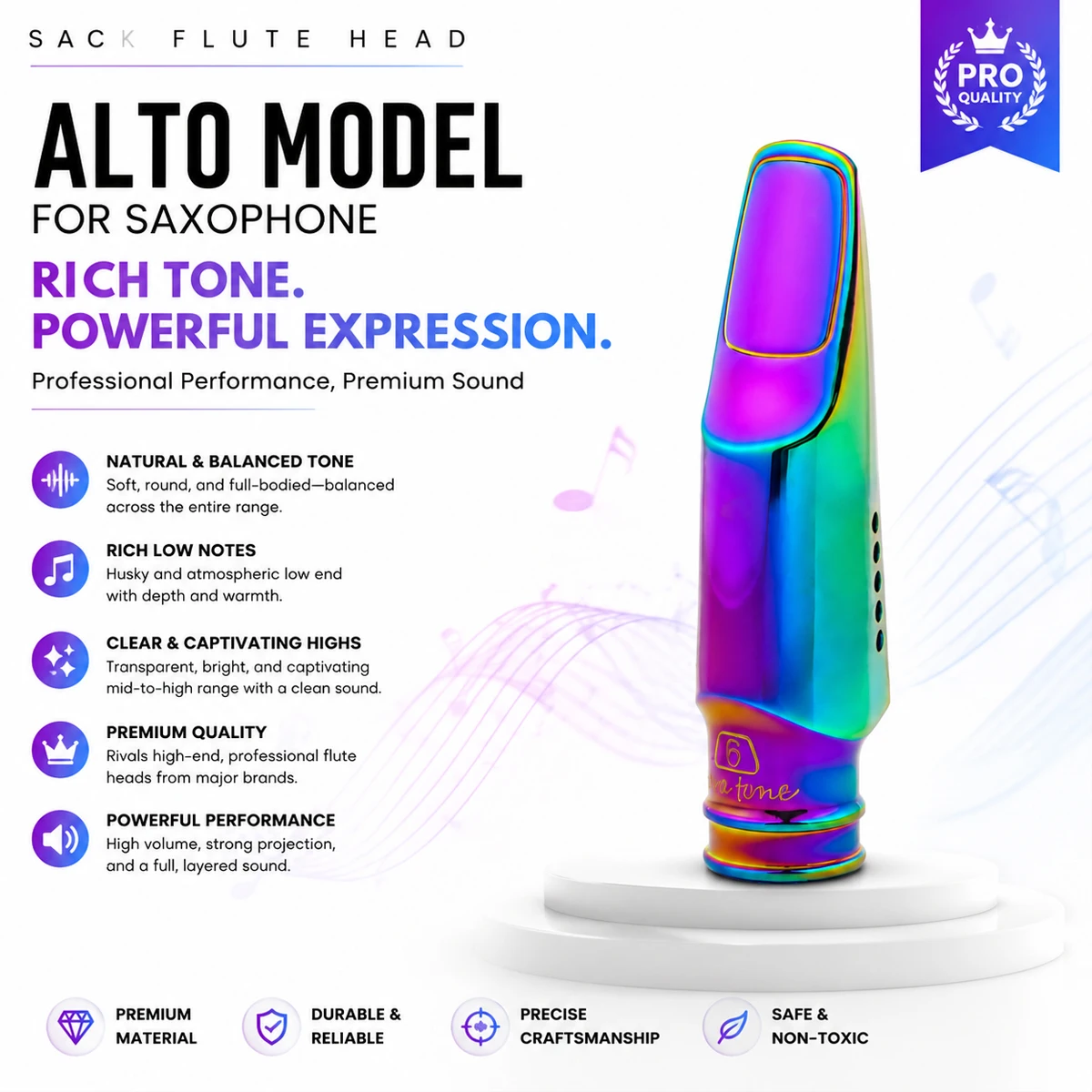 Musical Instrument Jazz - Aurora Iridescent Alto Saxophone Mouthpiece Metal
