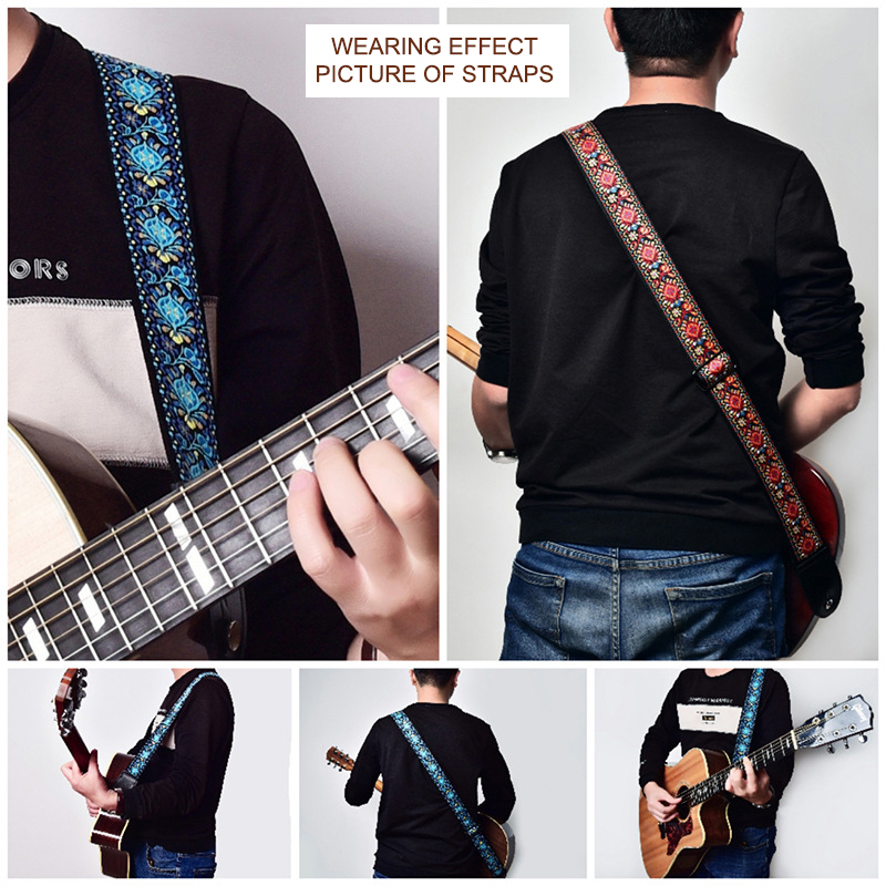 Embroidered Print Guitar Strap - đánh giá và giá Musical Instrument Bass