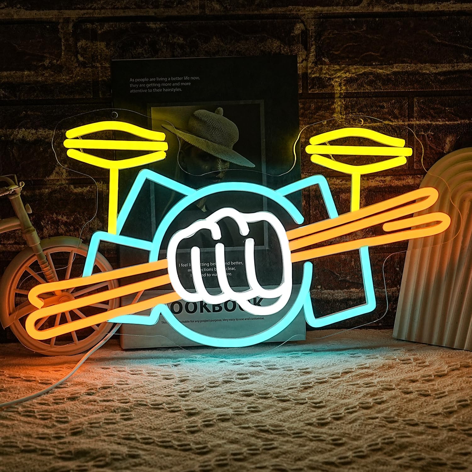 Drum Set Neon Sign USB Powered - đánh giá và giá Musical Instrument Of