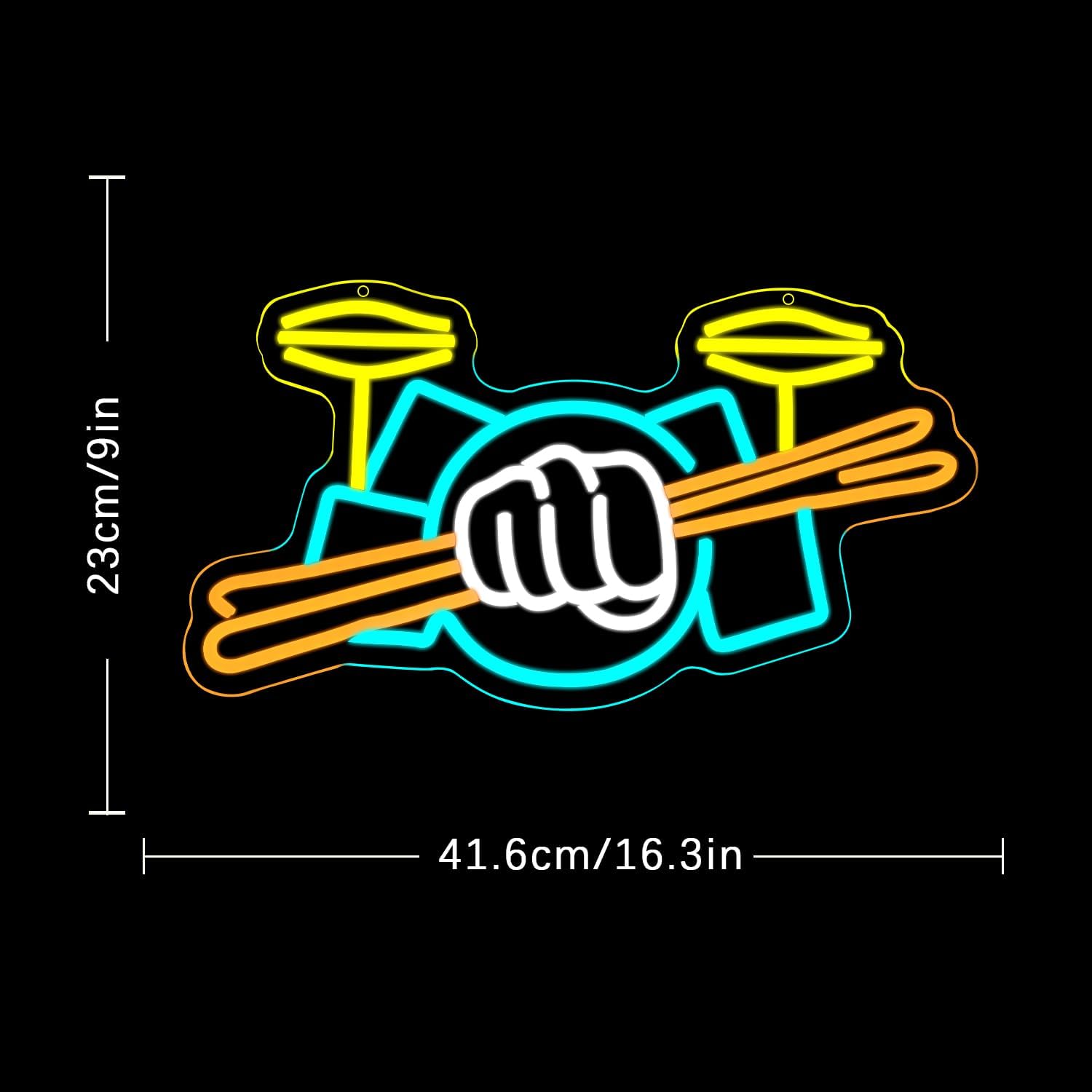 Drum Set Neon Sign USB Powered - đánh giá và giá Musical Instrument Of