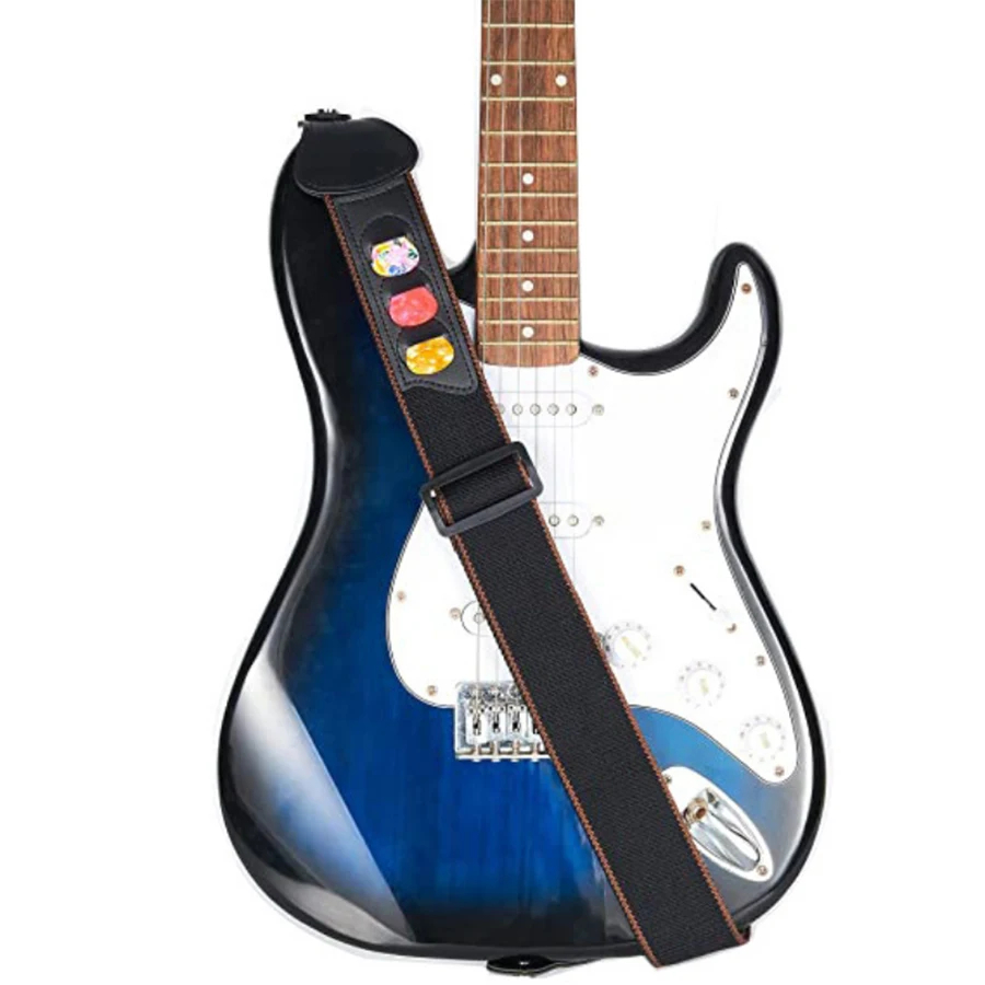 7Pcs/Set Guitar Strap Black PU - đánh giá và giá Musical Instrument Bass