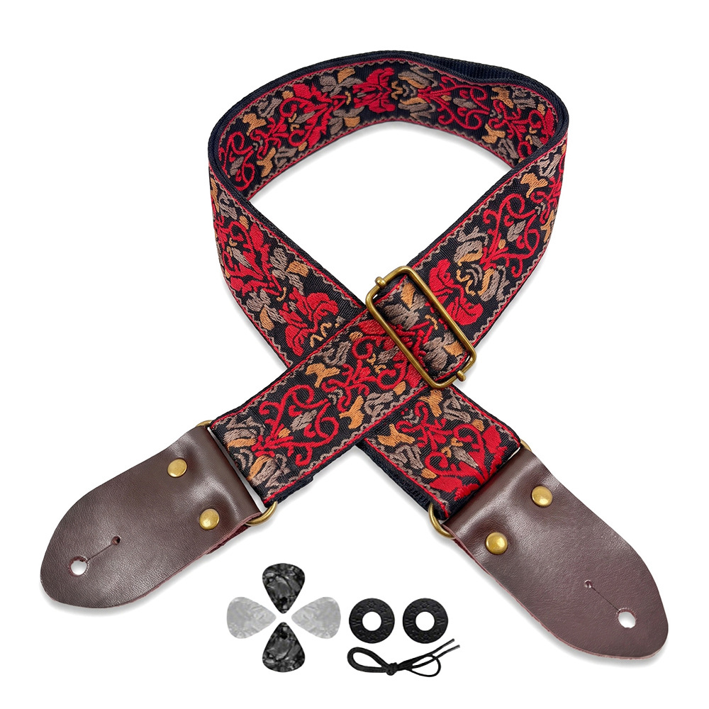 Embroidered Print Guitar Strap - đánh giá và giá Musical Instrument Bass